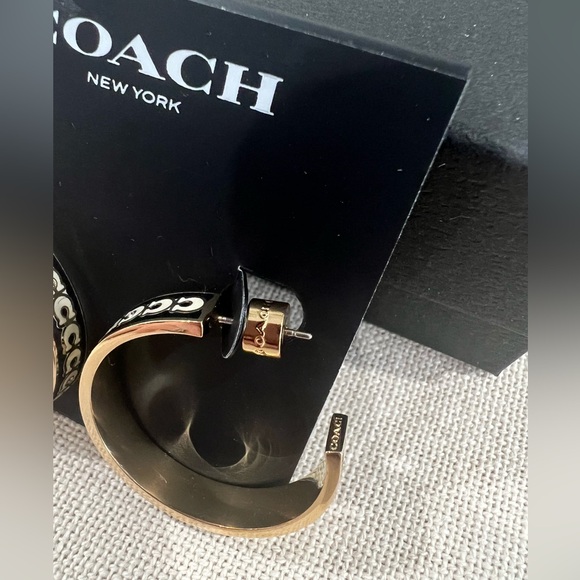 NWT Coach Large Signature Enamel Hoop Earrings - Picture 4 of 7